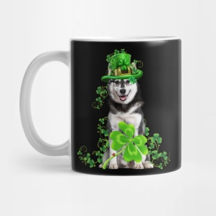 Lucky Husky Dog Shamrock St Patrick's Day Mug